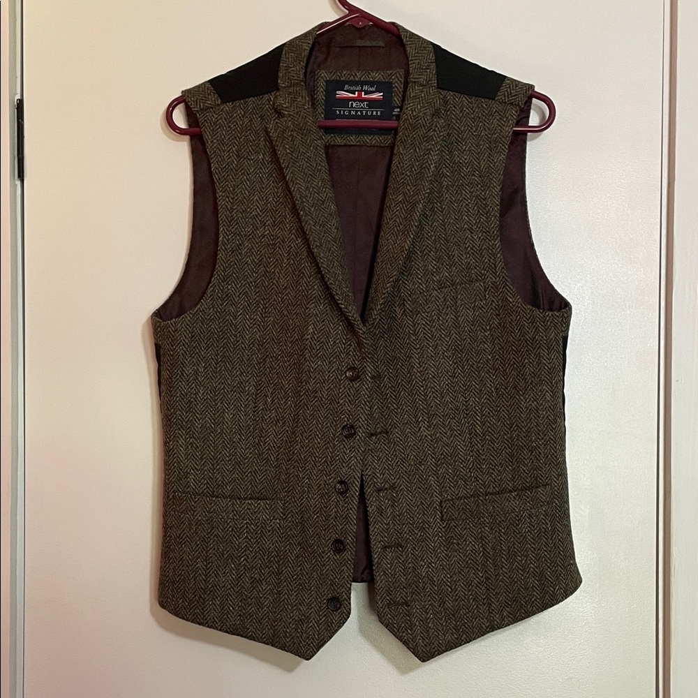 Harris Tweed British Wool Next Signature Herringbone Vest 40R